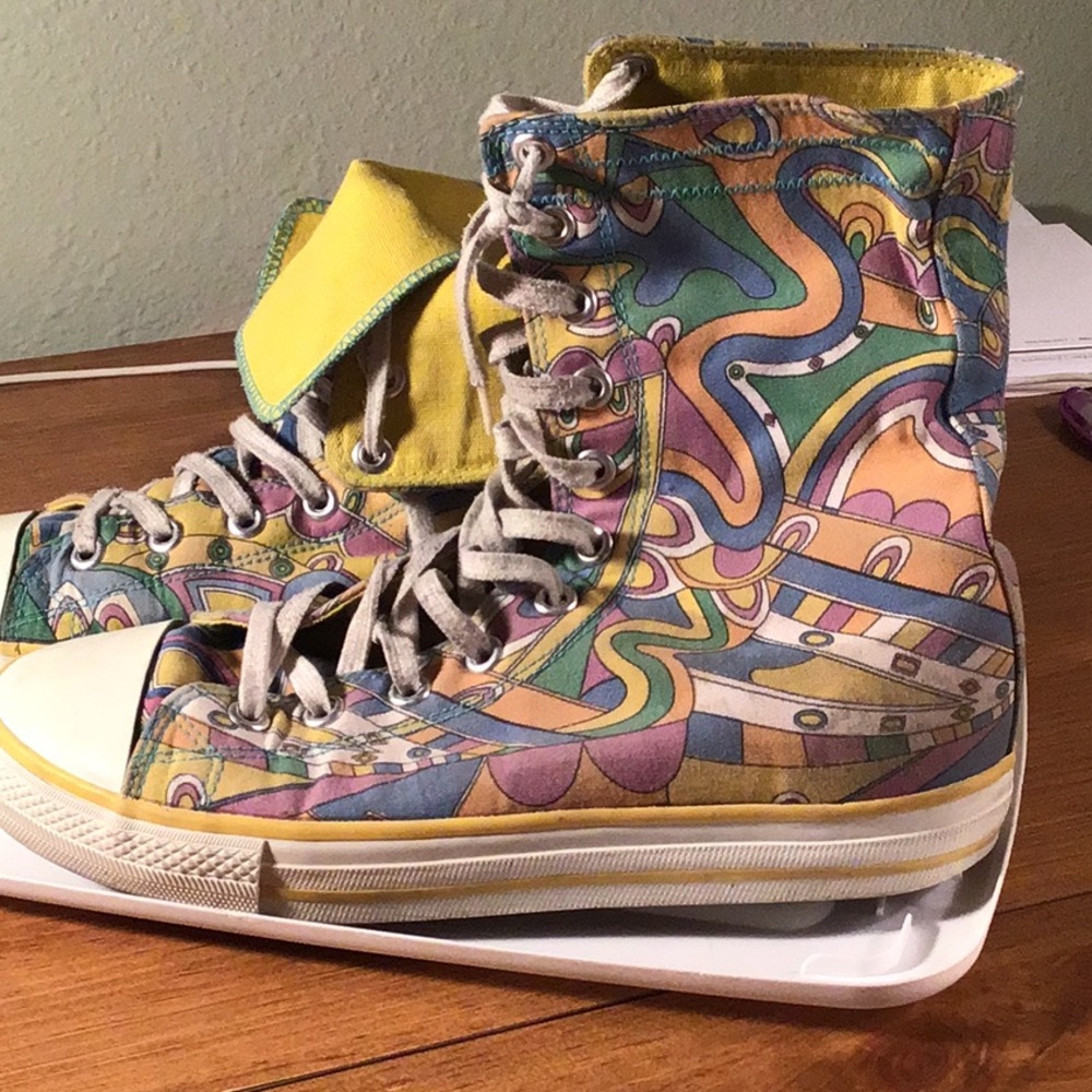 Funky yellow Beetles inspired High Top Chucks